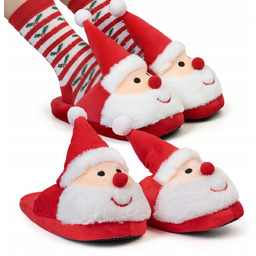 ŚWIĄTECZNE KAPCIE NA PREZENT CIEPŁE ANTYPOŚLIZGOWE PANTOFLE ŚWIĘTY