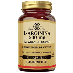 L-Arginina 500mg suplement diety 50 kapsułek