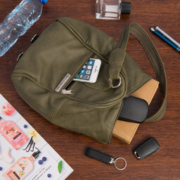 Plecak damski skórzany torebka 2w1 Beltimore oliwkowy 019