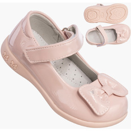 Półbuty Dziewczęce Różowe Buty Na Rzepy Lakierki Skórzana