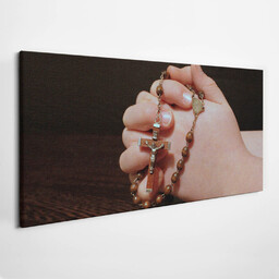 Różaniec modlitwa - obraz polycanvas, 140x70