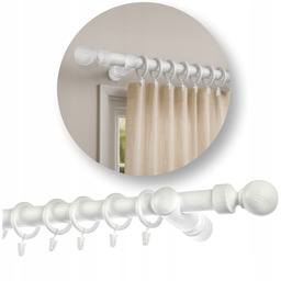 Karnisz Drewniany pojedynczy 300 cm Rustykalny karnisz ścienny