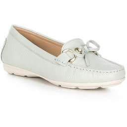 Damskie mokasyny skórzane z kokardką błękitno-zielone