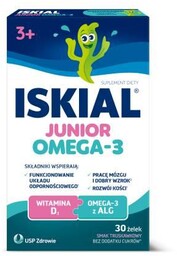 Iskial Junior Omega-3 żelki o smaku truskawkowym, 30szt.