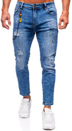 Granatowe spodnie jeansowe męskie slim fit Denley TF251