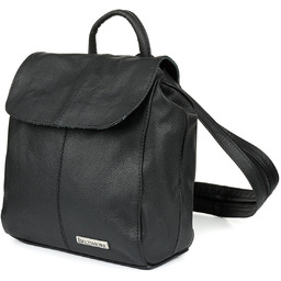 Czarny Beltimore plecak skórzany damski z klapą solidny