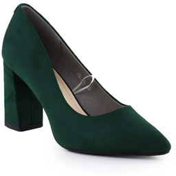 Czółenka na słupku w szpic zamszowe zielone Sergio