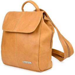 Camel nubuk Beltimore plecak skórzany damski z klapą