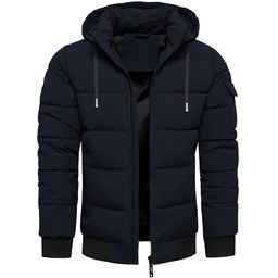 Kurtka męska ocieplana z odczepianym kapturem granatowa Recea