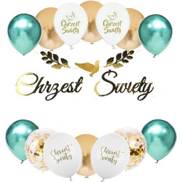 Balony na CHRZCINY zestaw dekoracji CHRZEST