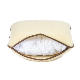 Kampol Poduszka wełniana merynos 40x70 Kremowa naturalna, lamówka