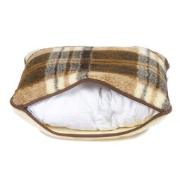 Kampol Poduszka wełniana merynos 40x70 Krata brązowa Wyroby