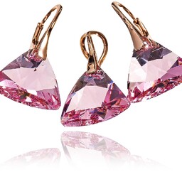 Nowość Kryształy Piękny Komplet Light Rose Trio Gold