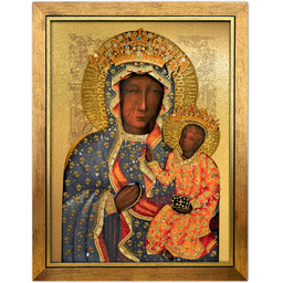 Obraz złocony w ramie, Matka Boża Częstochowska milenijna