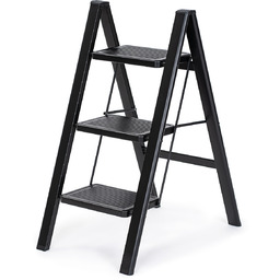 4Home Składane schodki stalowe Steel, 3 stopnie, czarny
