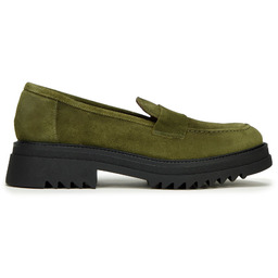 Damskie mokasyny zamszowe na platformie zielone