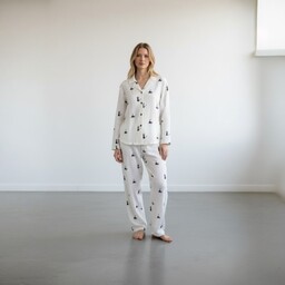 Pakamera Piżama w kotki z muślinu długa