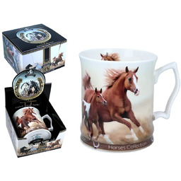 DUŻY KUBEK PORCELANOWY CARMANI Horses Collection - Konie