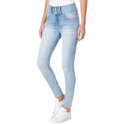 WALLFLOWER JEGGINGS DAMSKIE JEANSY Z LIGHT DENIM WYKOŃCZENIEM