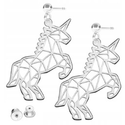 Kolczyki Srebrne Jednorożce Blaszka Origami z Jednorożcem SREBRO