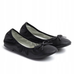 Baleriny wkł.SKÓRA piękne elastyczne czarny Wojtyłko 29
