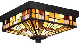 Plafon witrażowy kwadratowy 2-punktowy QZ/INGLENOOK/F z serii INGLENOOK
