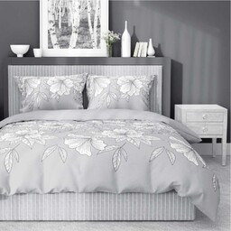 Pościel satynowa 220x200 Home Satin 11 szara biała
