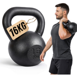 Kettlebell 16KG Żeliwny Ciężar do Ćwiczeń Kula Odważnik