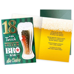 Kartka na osiemnaste urodziny Browar z kopertą