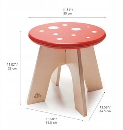 Tender Leaf Toys Drewniany stołek muchomorek krzesełko