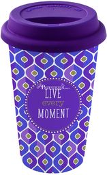 PORCELANOWY KUBEK PODRÓŻNY - Live every moment -