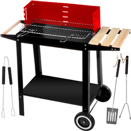 Grill Węglowy Ogrodowy Na Kołach, Półki, Gril