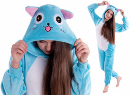 Piżama Kigurumi Onesie Niebieski Kot, Rozmiar L