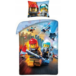 Pościel bawełniana 140x200 Lego City dziecięca poszewka Straż