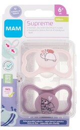 MAM Supreme Silicone Pacifier 6m+ Pink & Violet