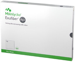 MOLNLYCKE Exufiber Ag 15x15cm /opk. 10 szt Żelujący
