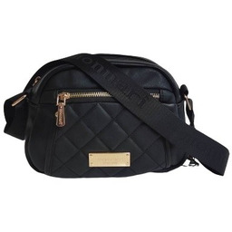 Torebka Czarna Listonoszka Monnari Kieszonki Pasek Logo