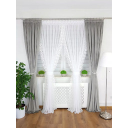 Długa Firana Z Haftem Biała Firanki Gotowe