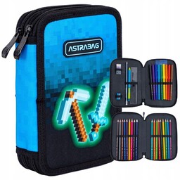 Piórnik Podwójny Z Wyposażeniem Blue Pixel Gra Astrabag