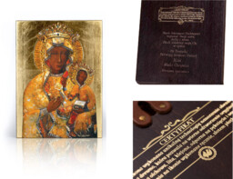 Ikona religijna Matka Boża Częstochowska w sukience bursztynowej