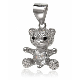 Wisiorek srebrny Miś z serduszkiem w0598