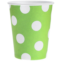 Kubeczki papierowe Grochy zielone - 270 ml -