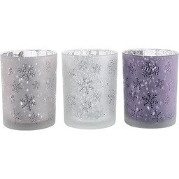 Saville Designs Świąteczny płatek śniegu wotywne świeczniki 3-częściowy