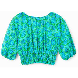 Bluzka z krótkim bufiastym i nadrukiem tie-dye