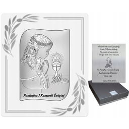 Srebrny Obrazek Pamiątka Komunii Dla Dziewczynki Srebrny Obrazek