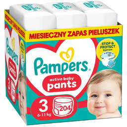 Pampers Active Baby Pants Pieluchomajtki, rozmiar 3, 204