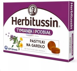Herbitussin Tymianek i Podbiał x12 pastylek do ssania