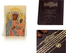 Ikona religijna Matka Boża Częstochowska w sukience perłowej