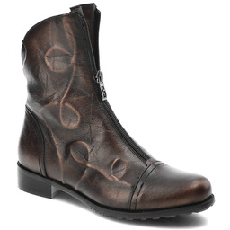 Simen Brązowe Botki Ocieplane Buty Damskie