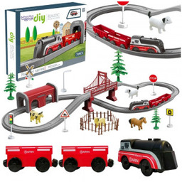 Zestaw Elektryczna Kolejka Lokomotywa Tor Farma Zwierzęta 70